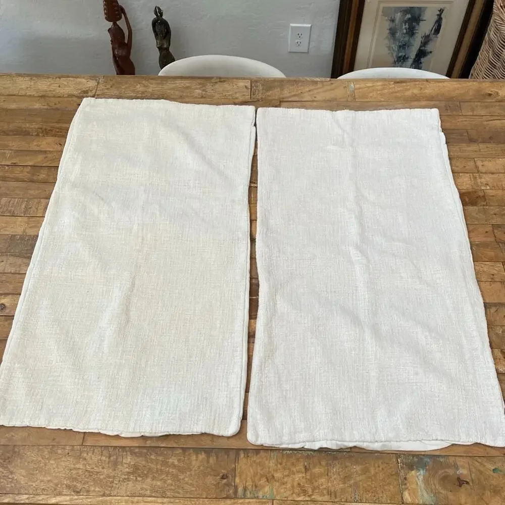 Crate & Barrel Lindstrom Ivory Textured Linen Cotton Pillow Sham King 20” X 36”
